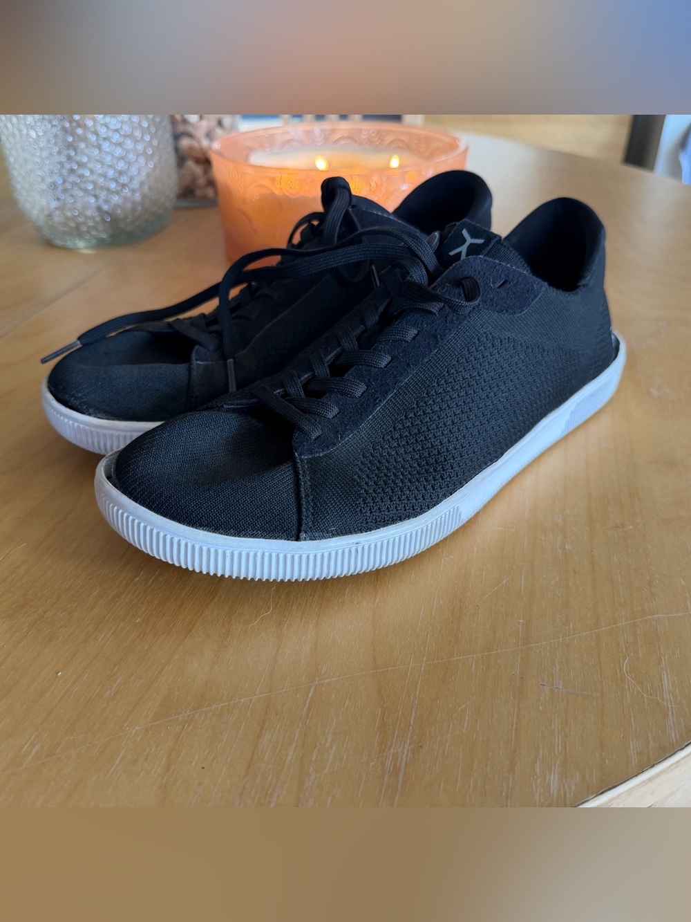 Flux Black Knit Low-Top Casual Sneakers with White Sole